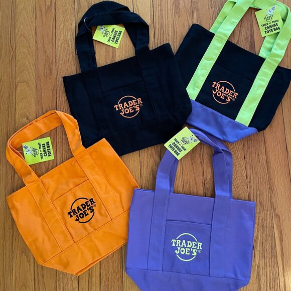Trader Joe'S Handbags - 🎃 NWT Set of 4 Trader Joe's MINI Canvas Halloween Tote Bags. Trick or Treat Bag